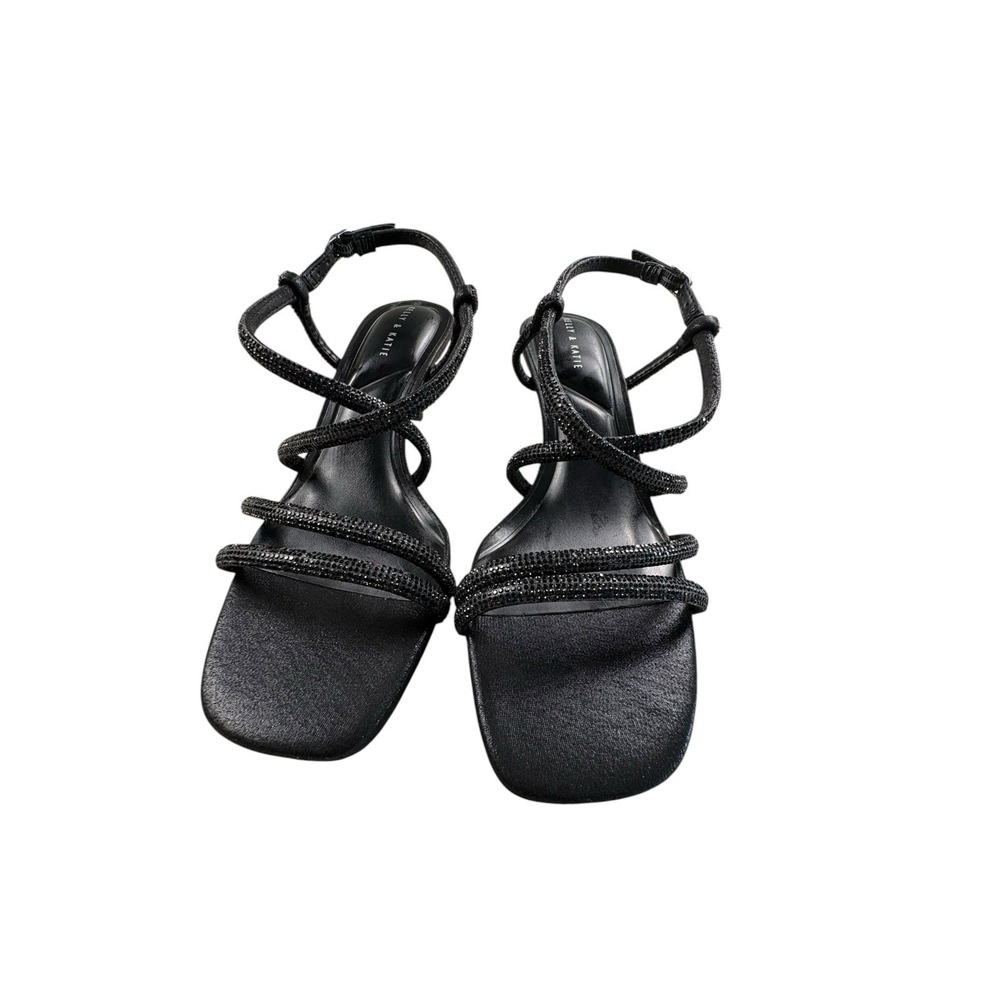 Kelly & Katie Lahayla Black Rhinestone Heels Sandals Size 8M